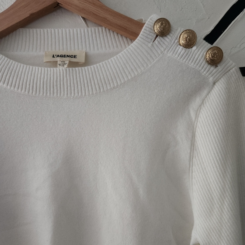 L'AGENCE Erica Pullover Sweater in Ivory Size M - Picture 6 of 10